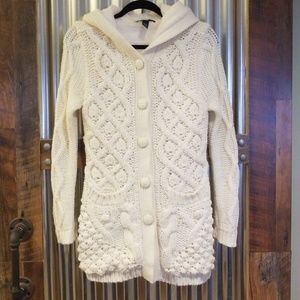 INC off white sweater faux fur lining size M